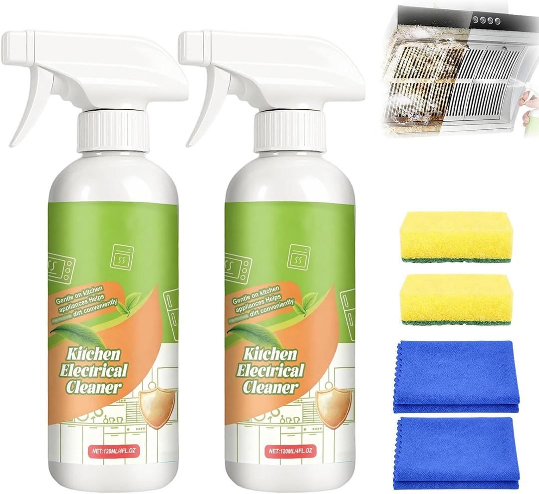 2Pcs Fly Cleanse Spray, Natural Formula to Household Appliances, Electrolyzed Ion Kitchen Cleaner Spray, Multi-Purpose Fly Cleaner, Effective Kitchen Appliance Cleaner for Hold,Oven,Stove,Range Hood