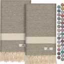 EPHESUS TOWELS Turkish Hand Towels - Set of 2 | 18" x 30" Decorative Boho Guest Bath Towel for Bathroom, Kitchen, Face, Hair, Tea, Dishcloth (Diamond, Beige)