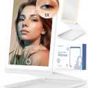 Jack & Rose Travel Mirror with Light, Travel Makeup Mirror with Magnification, Adjustable Height and Angle, Portable Folding Mirror