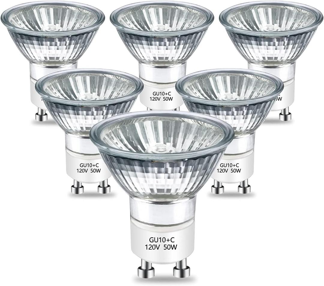 GU10 Halogen Bulb 120v 50w Warmer Bulbs, 2800k Warm White gu10 Dimmable for Candle Warmer, Scent Wax Burner, Fragrance Melt, Warming Bulb Pack of 6