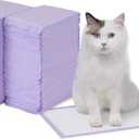 Amazon Basics Cat Pee Pads, 80 Count, Universal Fit for Litter Box, Odor Control with Fresh Scent, White/Purple