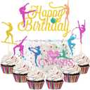 43 Pieces Gymnast Cake Toppers Glitter Gymnastics Cake Decorations Gymnastics Cupcake Toppers Gymnast Party Decorations Gymnastics Silhouette Cake Decorations for Baby Shower Party Supplies