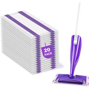 20 Count Disposable Mop Pads Refills for Swiffer Wet Jet Spray Mops, Wet Jet Mopping Pads for All Purpose Multi Surface Hardwood Floor Cleaning, 4 Layers Thickened and Super Absorbent.
