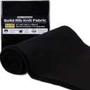 2x2 Solid Rib Knit Fabric, Stretchy Knitted Ribbing for Cuffs, Collars, and Waistbands, Polyester-Spandex Blend, DIY Sewing Trim, 6 x 35 Inches (Black, 6 x 35 Inches)