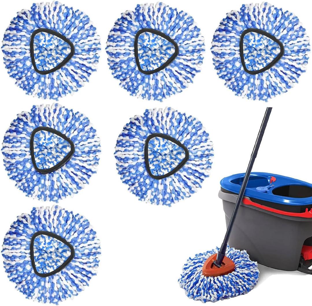 6 Pack Spin Mop Replacement Heads Compatible with Ocedar RinseClean 2 Tank Mop System,Microfiber Mop Refill Heads for O Cedar Cleaning All Hard-surfaced Floor