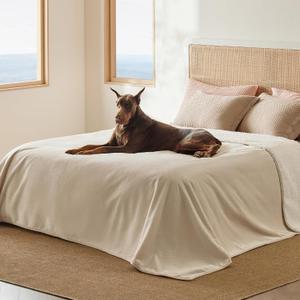 Bedsure Waterproof Blanket for Bed - Sherpa Fleece Waterproof Dog Blankets for Large Dogs, Pet Blankets for Bed/Couch/Dog Crate, Soft Plush Reversible Furniture Protector, King Size, 108"x86", Cream
