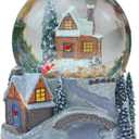 Snowy Town and Automatic Revolving Santa and Sleigh Snow Globe Color Changing Light Effect Snowglobe with Illuminating and Dimentional Winter Scene Base Plays (Santa Clause is Coming to Town)