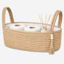 ABenkle Small Storage Basket, Jute Rope Woven Toilet Paper Tray Organizer for Toilet Tank Top, Boho Bathroom Decor Holder for Shelf Bedroom Living Room -13x6x4 Inches