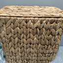 Coeusy 3 Gallon Wicker Trash Can,Small Bathroom Trash Can with Lid,Natural Water Hyacinth Wicker Waste Basket for Bedroom,Toilet,Narrow Garbage Can with Removable Liner