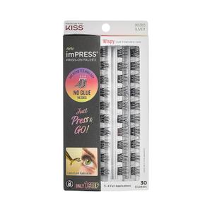 Kiss Impress False Eyelashes, Lash Clusters, Falsies, 'Wispy', 10mm-14mm, Includes 30 Clusters, Contact Lens Friendly, Easy to Apply, Reusable Strip Lashes