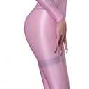 Ultra Sheer Full Bodysuit for Women Long Sleeves Shiny Jumpsuits One-Piece Glossy Catsuit Nylons Full Body Leotard
