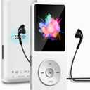 Aigital MP3 Player with Bluetooth and 32GB TF Card, HiFi Music Player with Built-in Speaker and Earphones, Multifunctional MP3 Players with FM/Recording/E-Book/Video,Silver