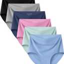 Kalapa Seamless Womens Underwear High Waisted No Show Briefs Silky Stretch Breathable Full Coverage Ladies Panties Multi Pack (US, Alpha, Large, Regular, Regular, Multicolour-4)