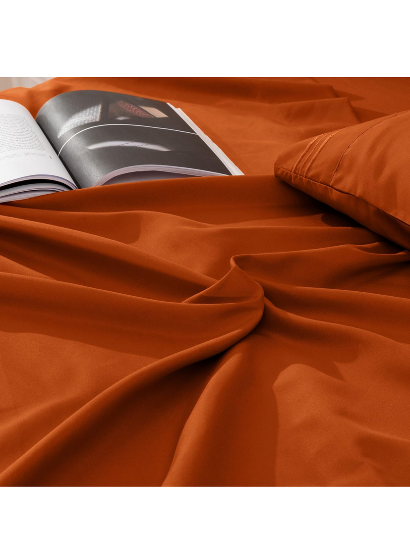Orange Queen Size Sheet Set - 2 Piece Luxury 1800 Thread Count Bedding Sheets