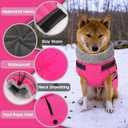PETDSH Dog Coat Large, Built-in Harness Dog Jacket with Warm Fleece Lining, Waterproof Reflective Dogs Winter Coat, Pet Coats with Pocket and Trash Bags (Pink, XX-Large)