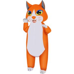 M MH ZONE Inflatable Cat Costume for Adults & Kids - Funny Black & White Blow Up Suit for Halloween Party (Orange)