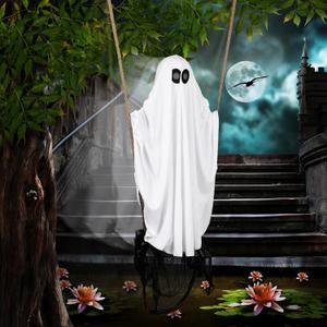 Halloween Decorations Outdoor 5.25 ft Hanging Swing Ghost Outdoor Decor Spooky Cute Ghosts Decoration Flying Props for Tree Porch Yard Garden Lawn House