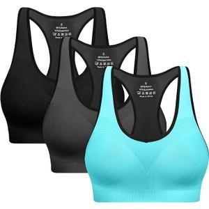 Racerback Sports Bras for Women with Pads - High Impact Athletic Tank Tops for Yoga and Workout Brassieres Bra, M