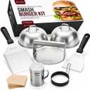 Gamalou 7 Pcs Smash Burger Press Kit: Stainless Steel Burger Smasher, 6x5" Spatula, 4" Scraper, 2 Melting Domes, Seasoning Shaker, Egg Ring, Griddle Accessories for Blackstone, Grill, Frying Pan