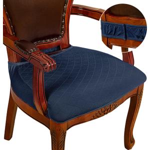 CZL Dining Room Chair Seat Covers Set of 2, Upgraded Zipper Black Chair Covers for Dining Room Stretch Jacquard Dining Chair Slipcover Removable Washable (Navy)