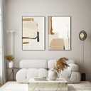 Living Room Wall Art Warm and White Abstract Painting Picture Decoration, Greyscale Beige Canvas Artwork for Office Bedroom Walls Decor 16 x 24 Set of 2 Framed