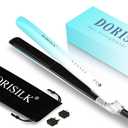 DORISILK Dual Voltage Flat Iron 1 Inch, Ceramic Hair Straightener and Curler 2 in 1, 450 Straightening Iron for Thin Thick Hair, Frizz-Free Smooth Tech 30s Fast Heat Gift for Women Girls, Blue White
