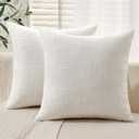 MIULEE Juego de 2 fundas de almohada de lino de arpillera de 18 x 18 pulgadas, fundas de almohada decorativas de color blanco puro, fundas de almohada modernas de granja suaves para sof, dormitorio,