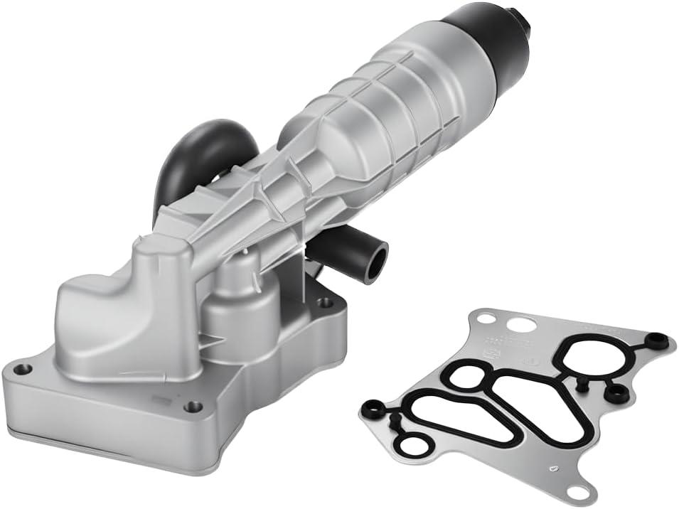 Oil Filter Housing Adapter 2711801410 - Aluminum Alloy Replacement for Mercedes-Benz SLK250 Base 4 Cyl 1.8 L GAS 2012-2015 - Oil Cooler Assembly with O-Ring Seals & Heat-Resistant Design