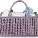 MOMIGO Baby Diaper Caddy Organizer - Fahion Mahua Water-Resistent Nursery Storage Basket for Diapers and Baby Wipes, Diaper Stacker Car Organizer, Newborn Nursery Gift (Purple)