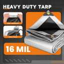 Keten Tarps Heavy Duty Waterproof 10x10 Feet, Extra Thick 16 Mil, Tear & Fade Resistant, UV Blocking, Outdoor Tarp with Reinforced Grommets for Roof, Camping, Patio, Pool, Boat (Silver)