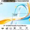 Prechen 27 Inch 2K QHD 100Hz Touchscreen Monitor 10 Point Multi Touch IPS Portable Display, 2560x1440 USB-C HDMI Laptop Monitor with Adjustable Stand & Speakers