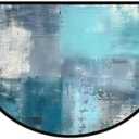 OSAM SPACE Turquoise Abstract Blue Grey Half Round Door Mat Indoor Entrance Mat 24 X 36, Absorbent Doormats Area Rugs Non-Slip Semi Circle Floor Mats for Home Kitchen Outdoor (Abstarct Art Plaid Buffalo)