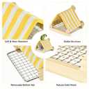 ShuRung Bird Cotton Linen Tent House with Stainless Steel Shelves Two-Layer Perch Habitat for Parrot, Budgie, Conure, Lovebird, Parakeet Cozy Hideaway Cave for Bird Cage （V）