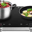 COOKTRON Double Induction Cooktop Burner, 1800w 2 burner Induction Cooker Cooktop, 10 Temperature 9 Power Settings Portable Electric Countertop Burner Touch Stove with Child Safety Lock & Timer