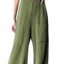 Dokotoo Women's Casual Jumpsuits Ribbed Front Pocket Loose Overalls One Piece Sleeveless Wide Leg Long Pant Rompers (M)