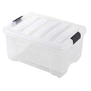 IRIS 12 Quart Stack & Pull Box, Clear, Clear/Black Buckle (100300)