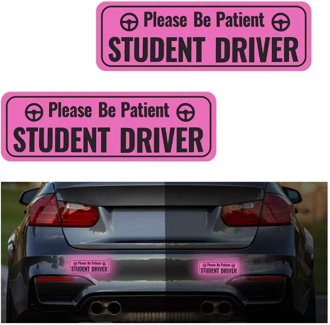 2PCS Student Driver Magnet for Car,Highly Reflective & Strong Magnetic Student Driver Sticker for Car,Removable Please Be Patient New Drivers Magnet for Cars Door/Trunk/Bumper