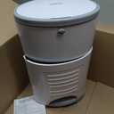 Diaper Dekor EKO MINI Diaper Pail, White, ONLY Eco-Friendly Diaper Pail Made with 70% Recycled Materials, Hands-Free: StepDropDone, Cost-Effective Refill System
