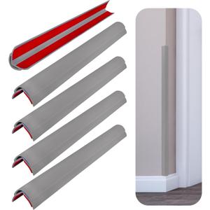 Rubber Bond Wall Corner Guard Edge Protector, 48 inch Heavy Duty Baby Proofing Corner Guards | Self-Adhesive Furniture Edge Strips for Home & Office (5, Grey)