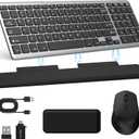 Ultra Slim Quiet Silent Wireless Keyboard and Mouse Combo with Magnetic Wrist Rest, Rechargeable Quiet Full-Size Keyboard and Mouse Combo Set Ultra Slim Design for Computer, Mac, Laptop, PC