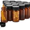 QOAEZK 15 PCS 20ML Amber Small Liquid Sample Glass Vials with Screw Caps,27.5x57mm 5DramLeak-Proof Vial, 24-400 Black Screw Cap with PE Liners for Lab, Essential Oil, Perfume, Reagents