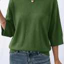 Dokotoo Womens Half Sleeve Casual Oversized Trendy Sweaters Crewneck Cropped Sweater Knit Tops (XL)