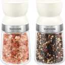 Vucchini Salt and Pepper Grinder Set with Adjustable Coarseness Ceramic Pepper Mill Manual Effortless Salt Grinder Spice Grinder for Home, Kitchen, Beige