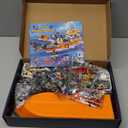 City Ocean Explorer Ship Building Set, Exploration Boat Set Toy Building Block with LED Lights, Helicopter, Submarine and Shark Cage, Birthday Gifts for 6 8 10 12 Years Old Boys Kids Girls