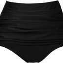 COCOPEAR Women's High Waisted Full Coverage Bikini Bottom Ruched Bathing Suit Bottoms for Women Tummy Control Swim Bottoms, Medium