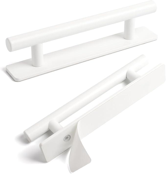 2 Pack Drawer Stick on Handle 5-3/4 inch White self Adhesive Cabinet Handles Kitchen Adhesive Drawer pulls Closet Door pulls for Sliding Glass Shower Door Handle