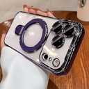 LXK Magnetic Invisible Stand for iPhone 17 Pro Case 6.3" Compatible with MagSafe, Military-Grade Protection, with Camera Protector, Clear Scratch-Resistant Back Cover for iPhone 17 Pro, Purple