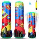 Jenaai Punching Bag 47 Inches Inflatable Bopper Punching Bag with Bounce-Back Action Sport Bop Bopper for Practicing Karate Taekwondo