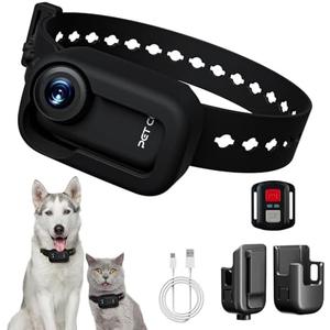 TIMNUT HD 4K Dog Tracker Collar, WiFi Cat Collars Camera Mini Action Camera for Video Records Wireless Cats Dogs Collar Mini Body Cam Outdoor/Inoor Pet Supplies Birthday