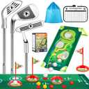 Toddler Golf Set - Kids Golf Toys with Cornhole Board, Putting Mat, 3 Retractable Clubs, 9 Balls, Scoreboard - Indoor/Outdoor Game for 3-8 Boys & Girls